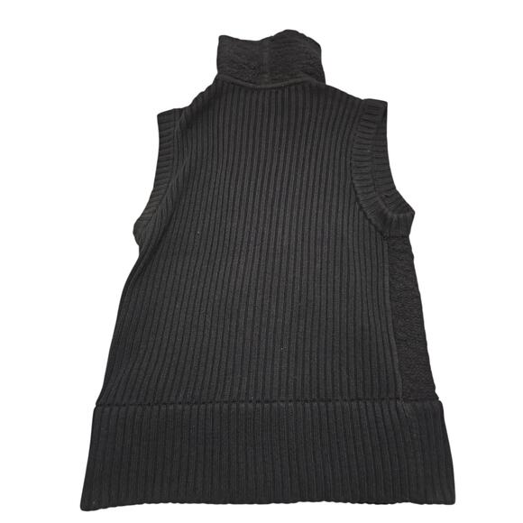 BANANA REPUBLIC Collared Full Zip Up Black Knit Sweater Vest Women Medium Wool - Picture 12 of 16